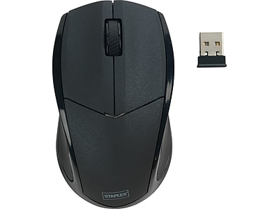 Staples Wireless Optical Mouse, Black 