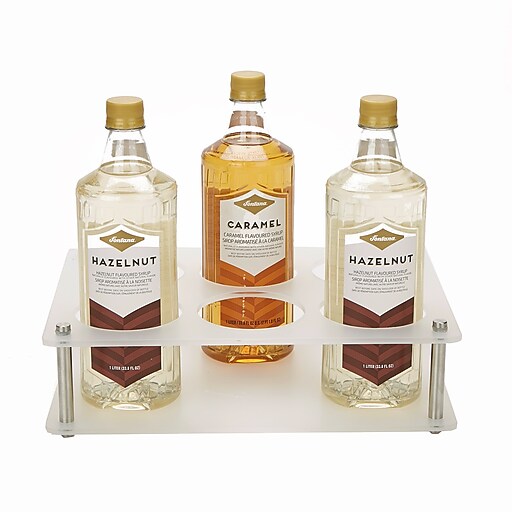 Mind Reader 4"H Clear Syrup Bottle Holder, 6 Bottle Organizer, 3 Tier