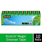 Scotch® Magic™ Greener Tape Refill, Invisible, Write On, Matte Finish, 3/4" x 25 yds., 1" Core, 10 Rolls (812-10P)