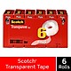 Scotch® Transparent Tape, Crystal Clear Clarity Finish, Glossy, 3/4" x 27.77 yds., 6 Rolls (600K6)