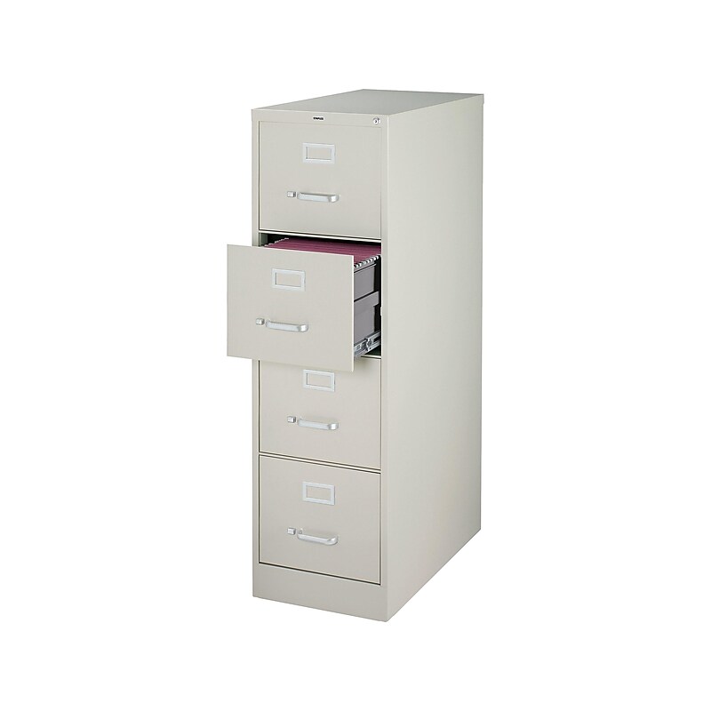 Staples Commercial 4 File Drawer Vertical File Cabinet, Locking, Gray, Letter, 26.5"D (13445D) image 1
