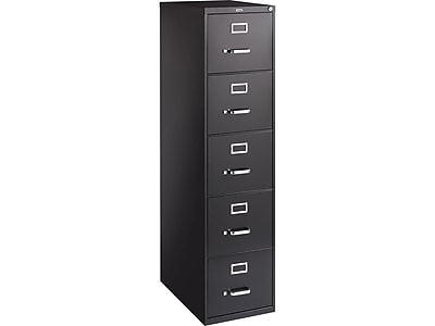 Staples Vertical File Cabinet, 26-1/2", 5-Drawer, Letter Size, Black