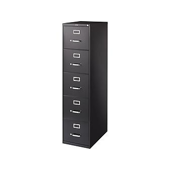 Staples Commercial 5 File Drawer Vertical File Cabinet, Locking, Black, Letter, 26.5"D (21917D)