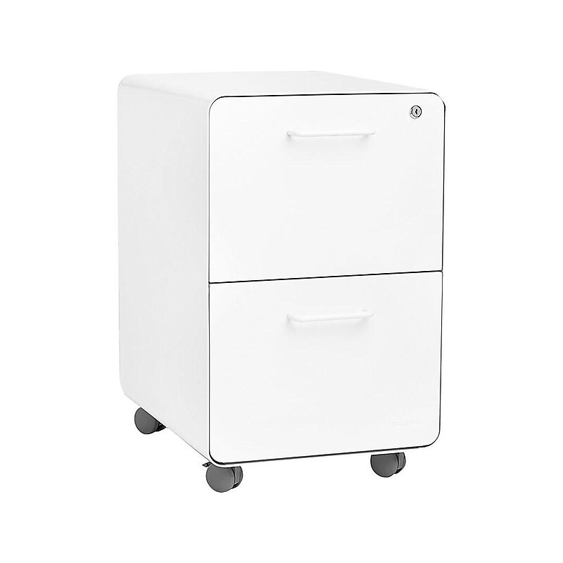 Poppin Stow 2-Drawer Mobile Vertical File Cabinet, Letter/Legal Size, Lockable, 25"H x 15.75"W x 20"D, White (100914) image 1