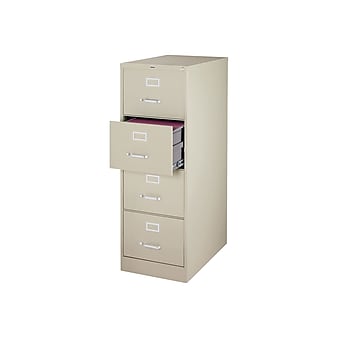 Staples 4-Drawer Vertical File Cabinet, Locking, Legal, Putty/Beige, 25"D (25165D)