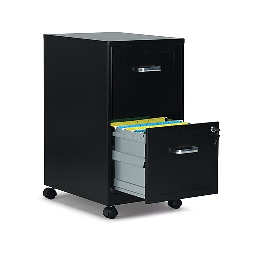 Staples 2Drawer Vertical Mobile File Black, Letter, 18" D