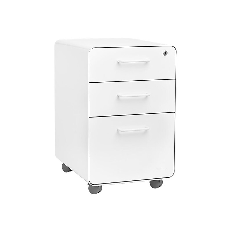 Poppin Stow 3-Drawer Vertical File Cabinet, Locking, Letter/Legal, White, 20"D (100915) image 1
