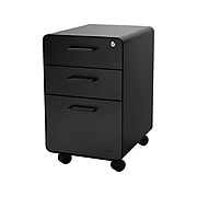 Poppin Stow 3-Drawer Vertical File Cabinet, Locking, Letter/Legal, Black, 20"D (101390)