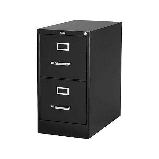 staples 2-drawer vertical file cabinet, locking, letter, black, 25"d  (25157d)