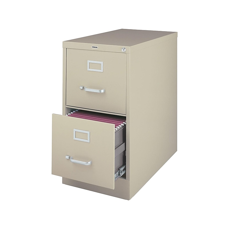 Staples 2-Drawer Vertical File Cabinet, Locking, Letter, Putty/Beige, 26.5"D (13440D-CC) image 1