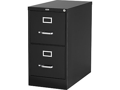 Staples 2-Drawer Vertical File Cabinet, Locking, Letter, Black, 26.5"D (28882D),Size: m