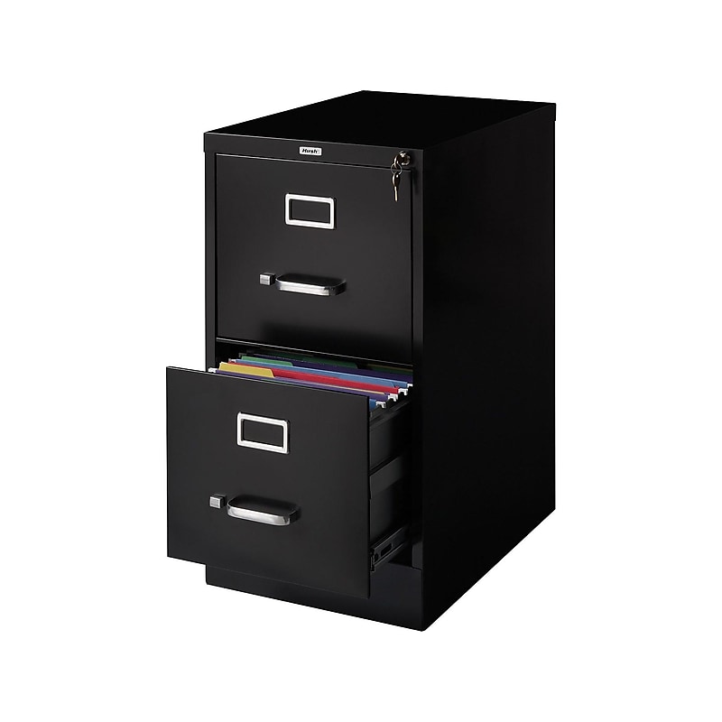 Staples 2-Drawer Vertical File Cabinet, Locking, Letter, Black, 22"D (22335D) image 1