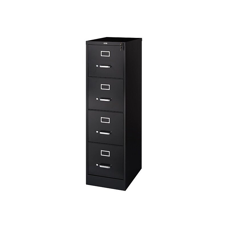 Staples Commercial 4-Drawer Vertical File Cabinet, Locking, Letter, Black, 22"D (22337D) image 1
