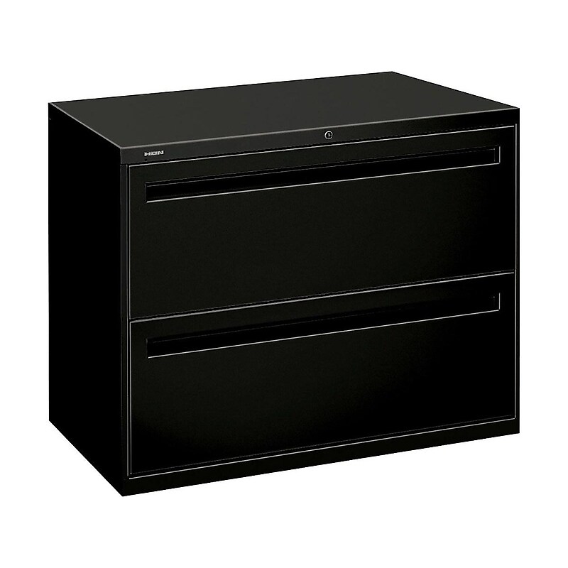 HON Brigade 700 Series 2-Drawer Lateral File Cabinet, Locking, Letter/Legal, Black, 36"W (H782LP) image 1