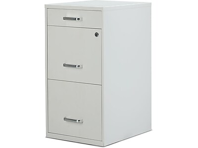 Staples 3-Drawer Light Duty Vertical File Cabinet, Locking, Letter, White, 18"D (52144),Size: large