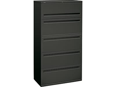 HON Brigade 700 Series 5-Drawer Lateral File Cabinet, Locking, Letter/Legal, Charcoal, 36"W (HON-785LS)