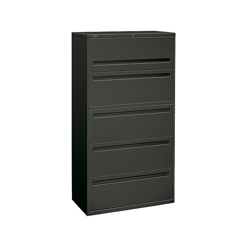 HON Brigade 700 Series 5-Drawer Lateral File Cabinet, Locking, Letter/Legal, Charcoal, 36"W (HON-785LS) image 1
