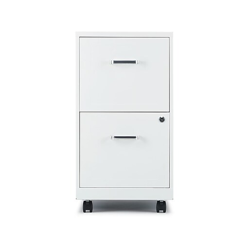 staples 2-drawer light duty vertical file cabinet, locking, letter, white,  18"d (52155)
