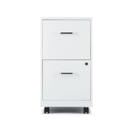 staples 2-drawer light duty vertical file cabinet, locking, letter, white,  18"d (52155)