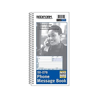 Rediform Phone Message Pad, 3" x 5", Unruled, White/Blue, 100 Sheets/Pad (50076)