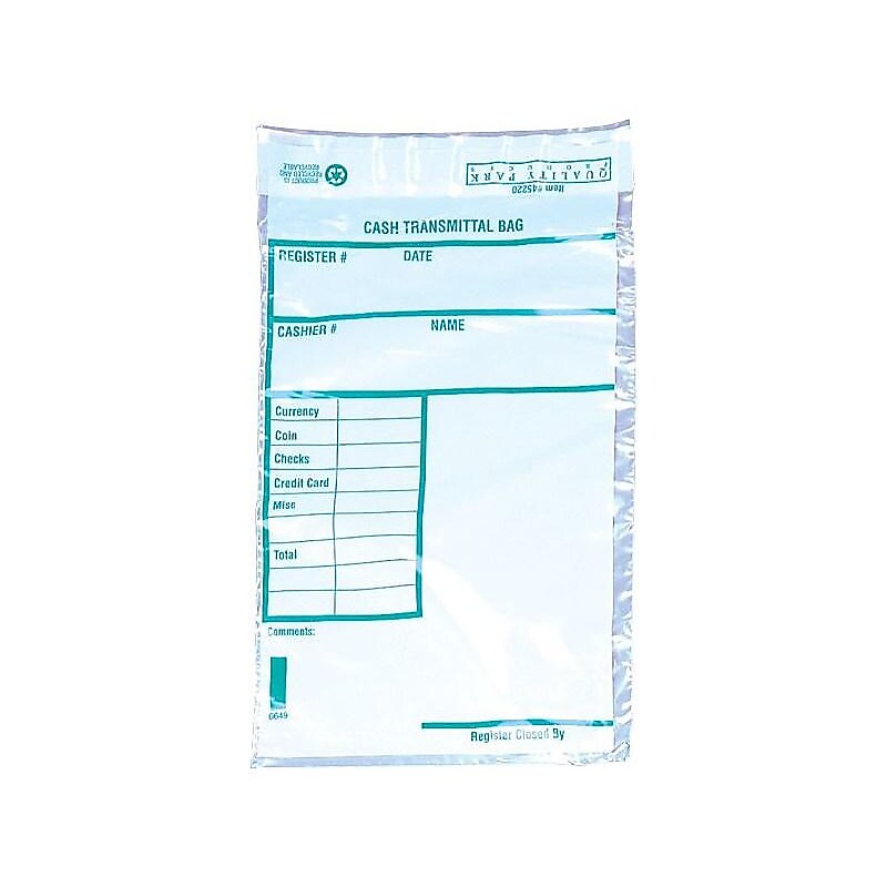 Quality Park Transmittal Redi-Strip Deposit Bags, Clear, 100/Pack (45220) image 1
