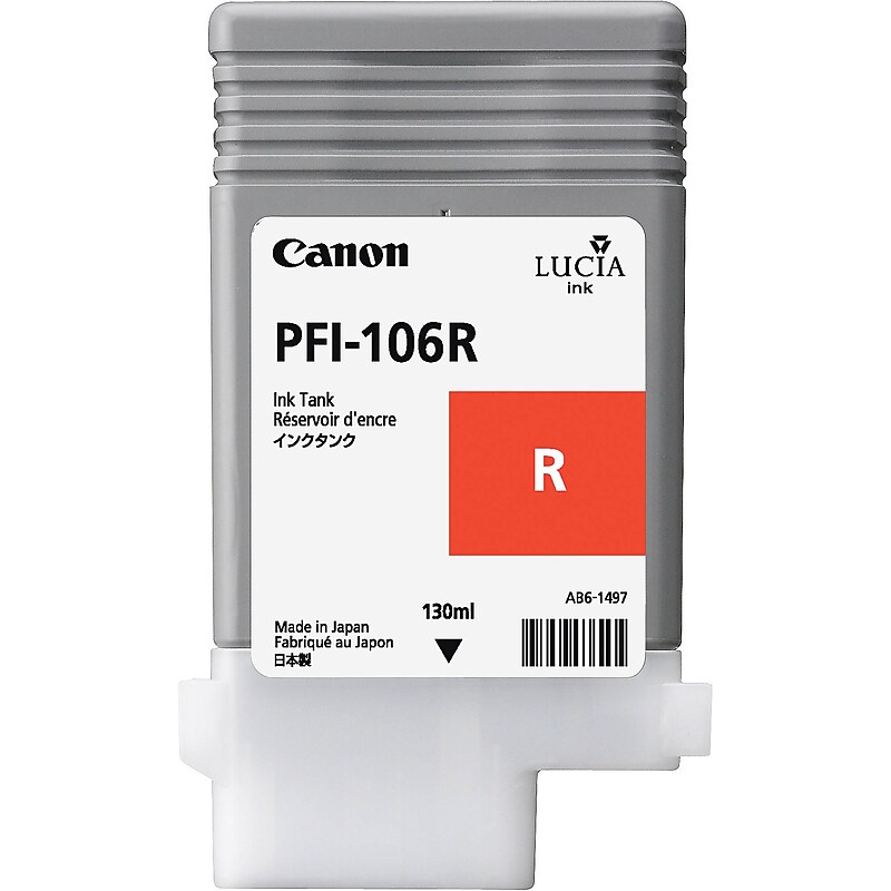 Canon PFI-106 Red Standard Yield Ink Tank Cartridge (6627B001AA) image 1