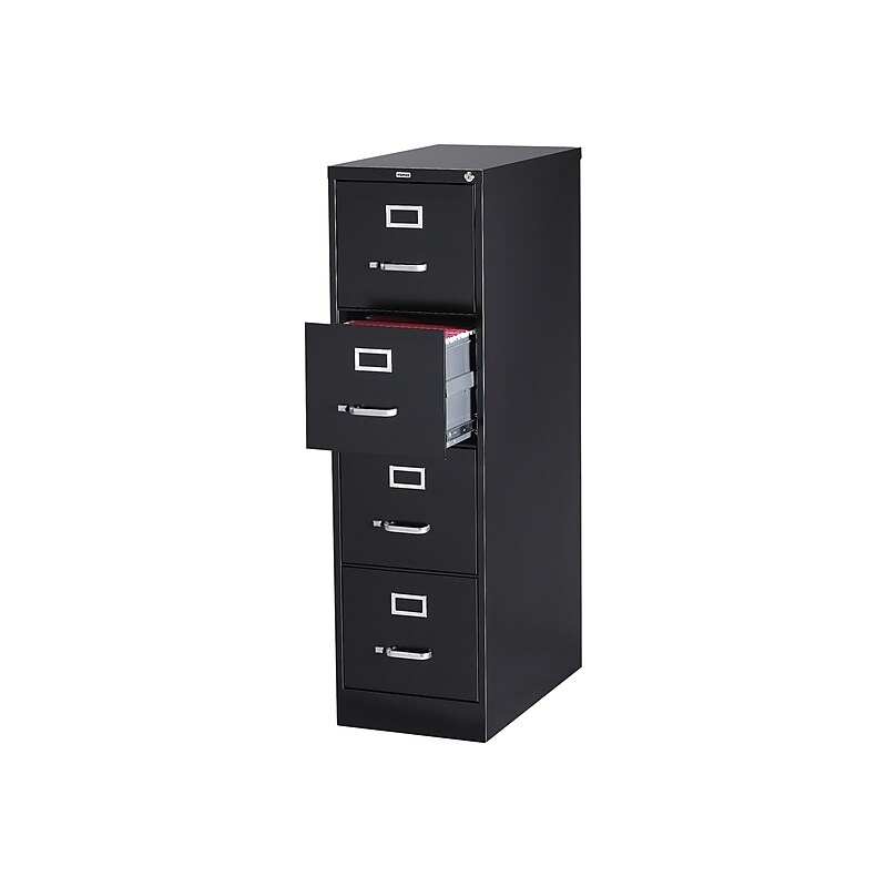 Staples Commercial 4-Drawer Vertical File Cabinet, Locking, Letter, Black, 25"D (25164D) image 1