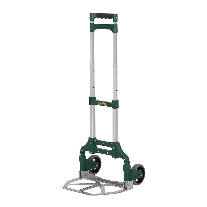 Harper Trucks Folding Hand Truck, 175 Lb. Capacity, Silver/Green (HMC5T-S) image 1