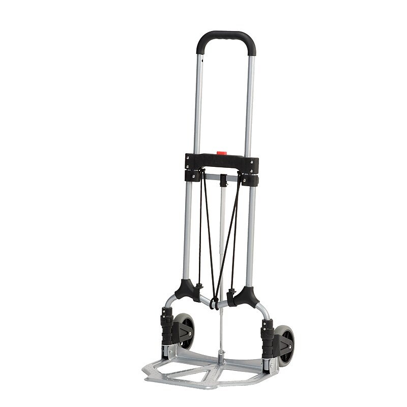 Magna Cart Steel Foldable Hand Truck with Telescoping Handle and 5" Rubber Wheels, 160 lbs., Silver/Black (MCI-S-SS) image 1