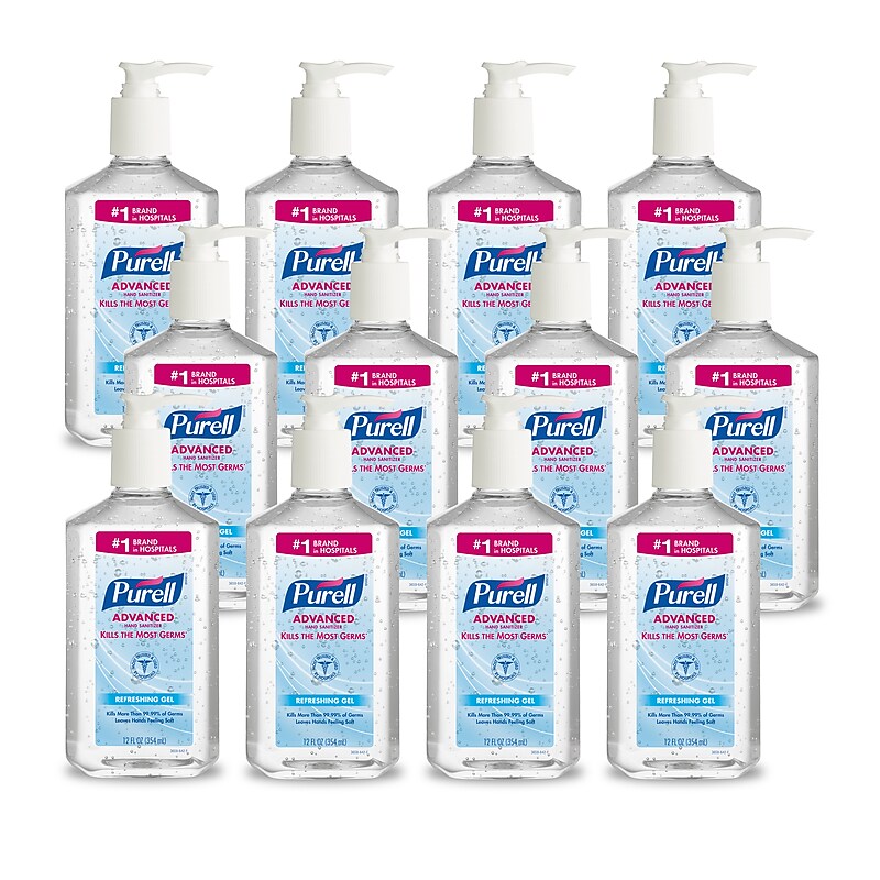 PURELL Advanced 70% Alcohol Gel Hand Sanitizer, Clean Scent, 12 oz., 12/Carton (3659-12) image 1