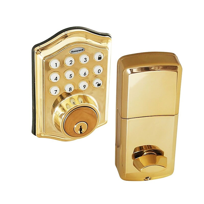 Honeywell Electronic Deadbolt, Polished Brass (8712009) image 1