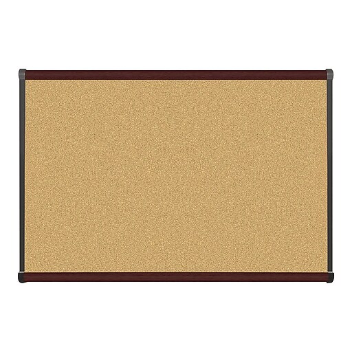 Staples Cork Bulletin Board, Mahogany Finish Frame, 3' x 2' Staples