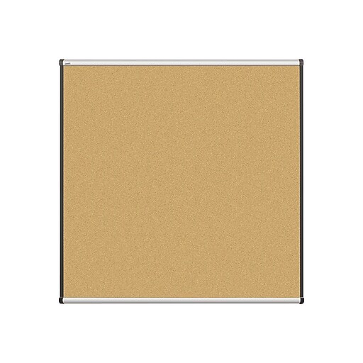 Staples Durable Cork Bulletin Board, Aluminum Frame, 4'W x 4'H (23681