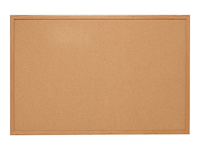 Staples Cork Bulletin Board, Oak Frame, 5'W x 3'H (28318-CC)