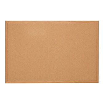 Staples Standard Durable Cork Bulletin Board, Oak Frame, 5'W x 3'H (28318-CC)