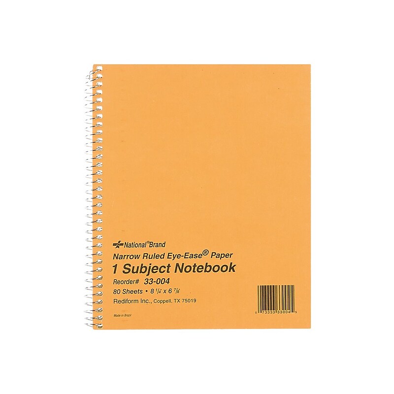 National Brand 1-Subject Notebooks, 7" x 8", Narrow Ruled, 80 Sheets, Brown (33004) image 1