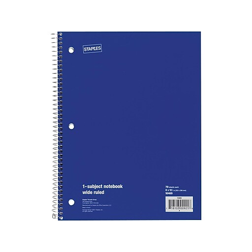 Shop Staples for Staples® 1 Subject Notebook, Wide Ruled, 8" x 101/2