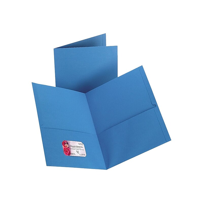 Staples 10% Recycled Smooth 2-Pocket Paper Presentation Folder, Light Blue, 10/Pack (13381-US) image 1