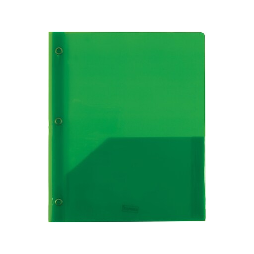 Staples 2Pocket Presentation Folder with Fasteners, Green (26388