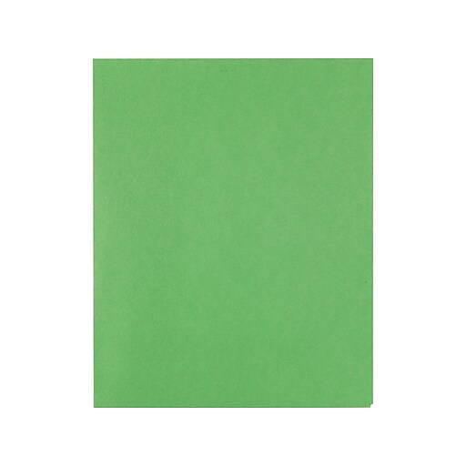 Staples® School Grade 2 Pocket Folder with Fasteners, Green, 25/Box at Staples