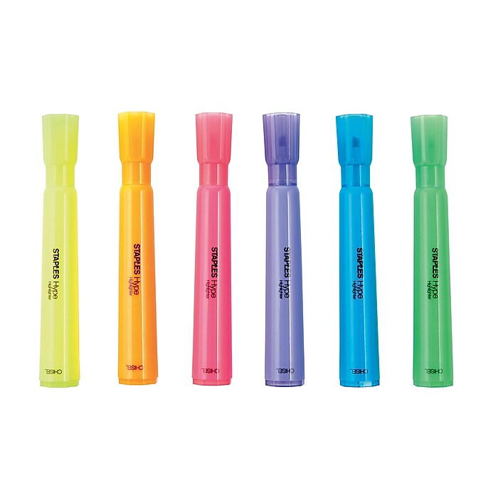 Staples Hype Tank Highlighters, Chisel Tip, Assorted, Dozen