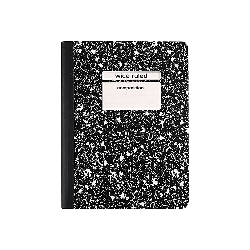 Staples Composition Notebook, 9.75" x 7.5", Wide Ruled, 100 Sheets, Marble Black (14557M)