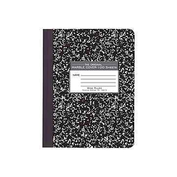 Roaring Spring Composition Notebook, 9.75" x 7.5", Wide Ruled, 100 Sheets, Marble Black (77230)