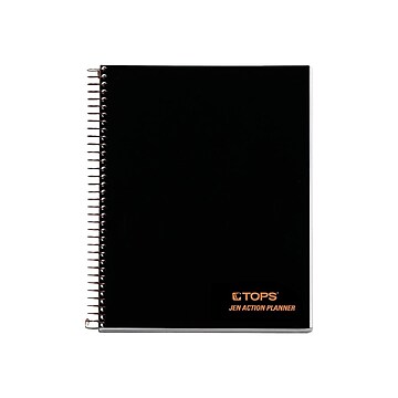 TOPS Jen Action Planner Subject Notebook, 6.73" x 8.5", Project Ruled, 100 Sheets, Black (TOP 63828)