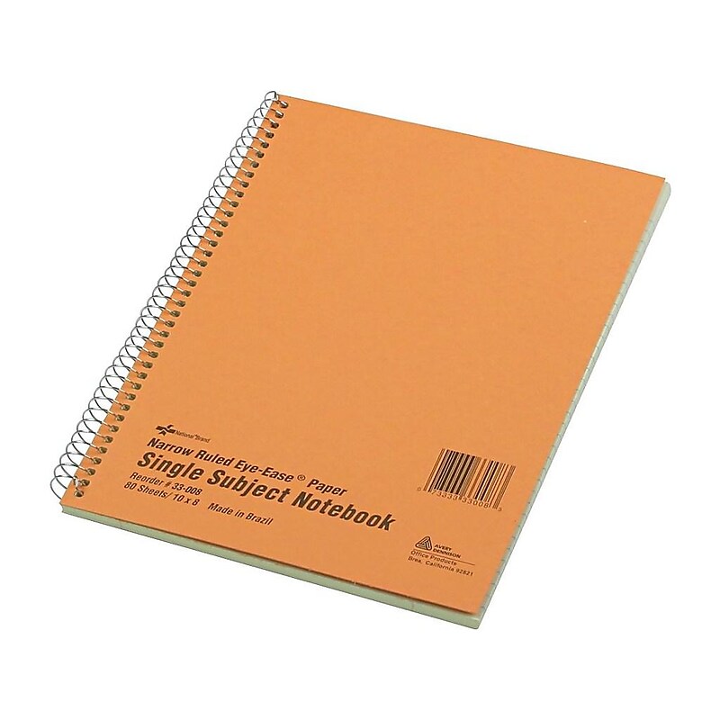 National Brand Brown Board Cover 1-Subject Notebooks, 8" x 10", Narrow Ruled, 80 Sheets, Brown (RED33008) image 1
