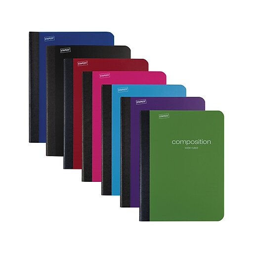 Staples Poly Composition Notebook, Wide Ruled, Assorted, 24 pack at Staples
