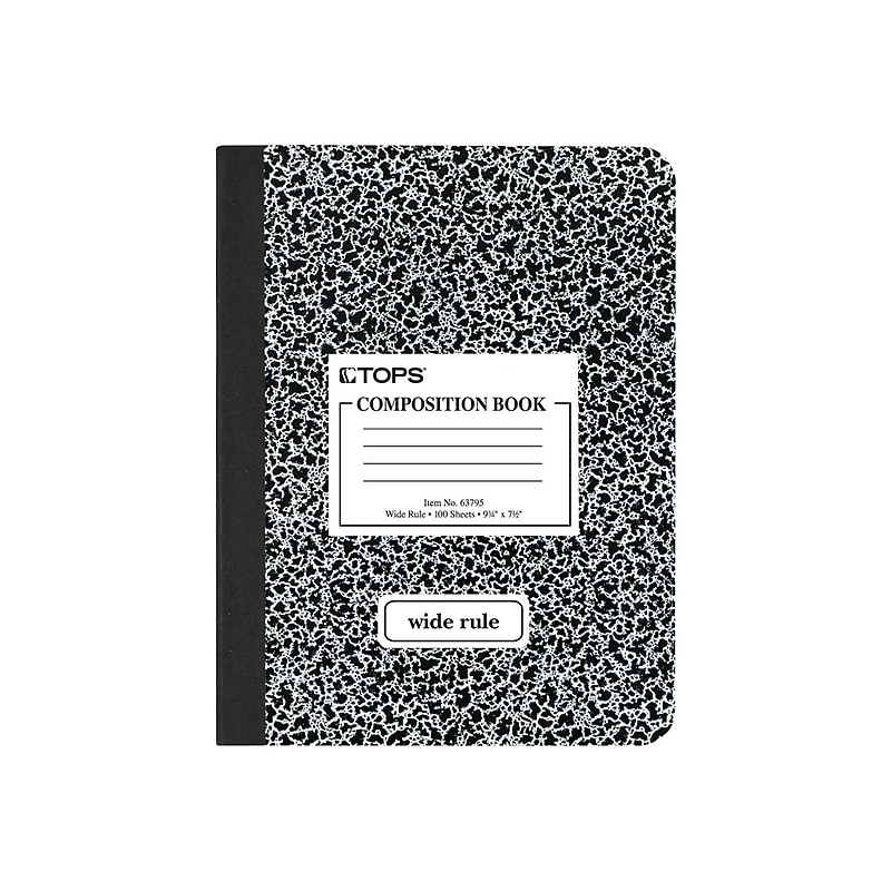 TOPS Composition Notebooks, 9.75" x 7.5", Wide Ruled, 100 Sheets, Black (TOP63795) image 1