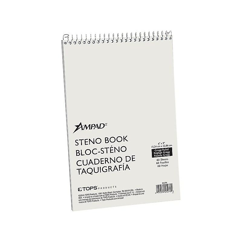 Ampad Steno Pad, 6" x 9", Gregg Ruled, Green, 60 Sheets/Pad (TOP 25-270) image 1
