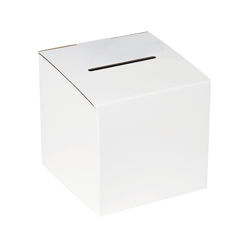 Staples Corrugated Cardboard Ballot Box, White (MBALLOT) image 1
