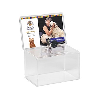 Staples Locking Plastic Ballot/Coin Box, Clear ( ZS93044A)